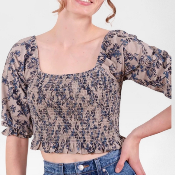 NWT MATA TRADERS Theodora Smock Top Blouse In Birch Blossom Hand Print Batik L - Picture 10 of 10